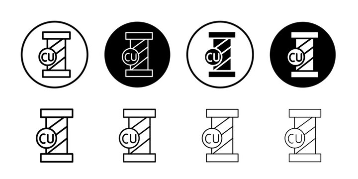 Copper icon Thin line vector illustration set