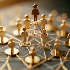 Golden Figures Structured Network Connection Hierarchy Representing Team Organization System
