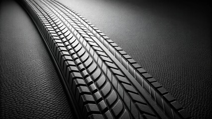 Close-up view of a tire tread on a textured surface