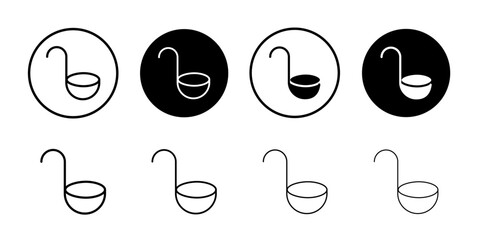Ladle icon Thin line vector illustration set
