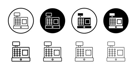 Money counting machine icon Thin line vector illustration set