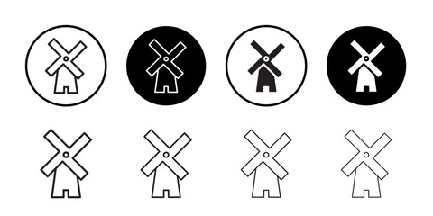 Mill icon Thin line vector illustration set