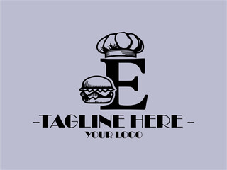 It depicts a chefs hat atop letter E Chefs hat and E design symbolizing culinary expertise suitable for restaurant logos, food blogs, and cookingrelated projects