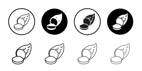 Sweet potato icon Thin line vector illustration set