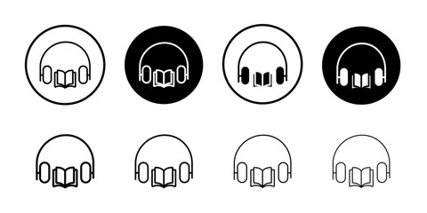 Audio book icon Thin line vector illustration set