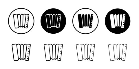 Bandoneon instrument Thin line vector illustration set