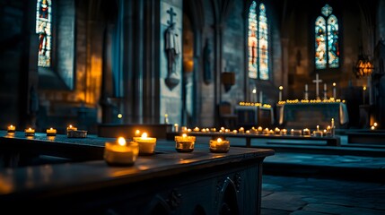 Tranquil Candlelit Church Scene