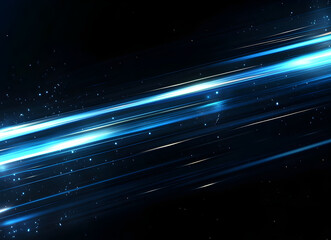 Fototapeta premium Abstract Blue Light Streaks and Glowing Particles Background