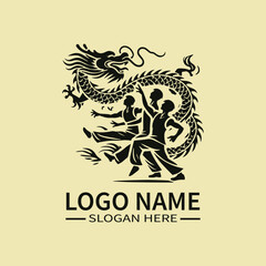 dragon dance vector logo design