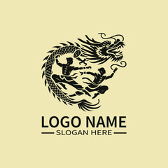 dragon dance vector logo design