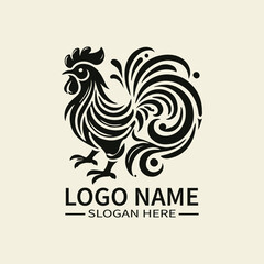 Chinese Rooster Zodiac Logo Design, Mythical Rooster Logo, Oriental Rooster Logo, Diligence and Courage Logo, Festival 