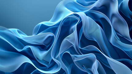 Fototapeta premium Abstract Blue Silk Waves Illustration with Flowing Fabric Texture for Creative Design Projects and Backgrounds