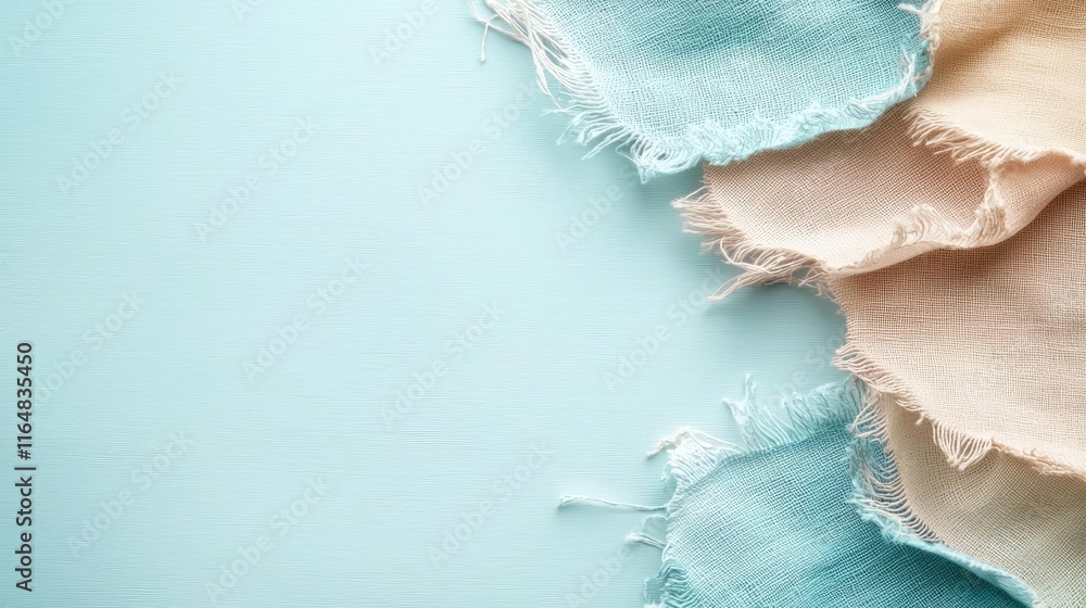 Poster torn abstract background idea. soft fabric textures on a mint background, perfect for design and tex