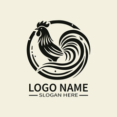 Chinese Rooster Zodiac Logo Design, Mythical Rooster Logo, Oriental Rooster Logo, Diligence and Courage Logo, Festival 