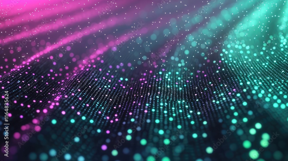 Poster starry abstract background idea. colorful wave of glowing particles creating a vibrant digital backg