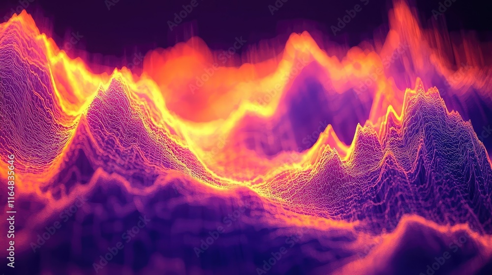 Poster noise abstract background concept. abstract visualization of sound waves represented as vibrant moun