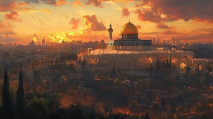 Naklejka premium Dome of the rock, Jerusalem