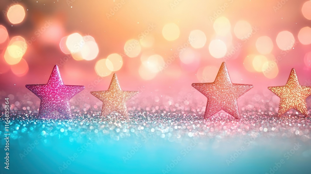 Aufkleber starry abstract background idea. colorful glitter stars on a sparkling background create a festive a