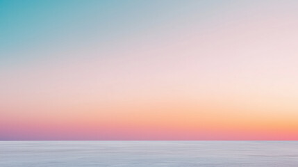 Fototapeta premium Serene horizon with smooth pastel gradient sky over a flat, minimal landscape.