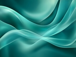 Fototapeta premium Abstract Teal Wave Design: Serene Flowing Lines, Digital Art Background