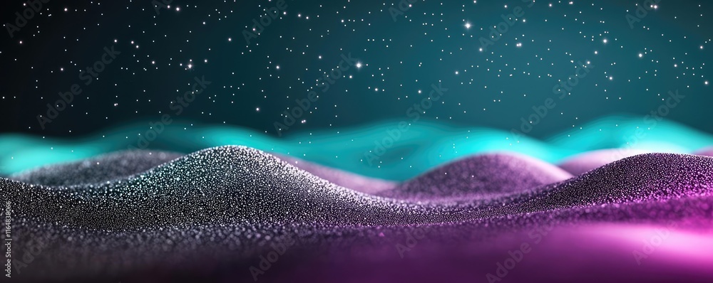 Poster starry abstract background idea. a mesmerizing view of colorful waves under a starry night sky.