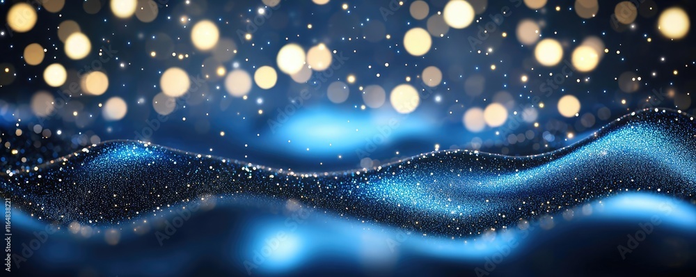 Poster starry abstract background idea. abstract blue background with glowing lights and fluid waves for cr