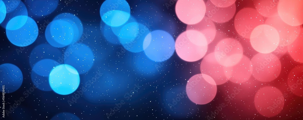 Poster starry abstract background idea. vibrant bokeh lights in blue and red create a stunning visual effec