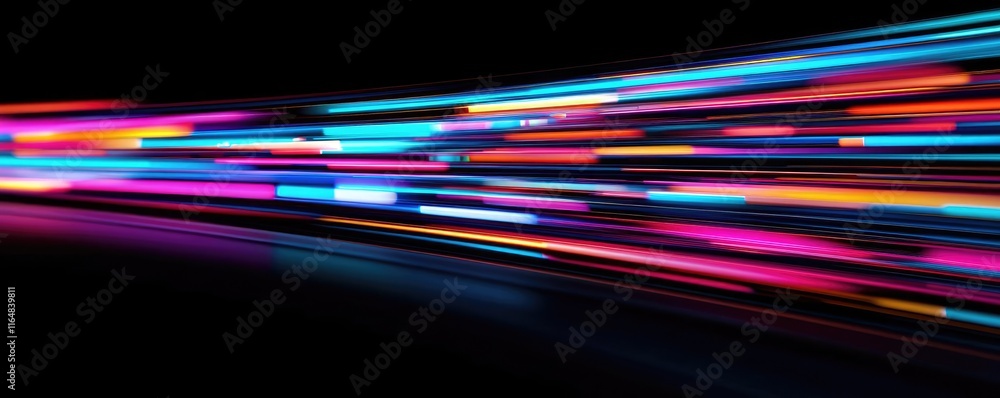 Poster noise abstract background concept. vibrant light trails on a dark background, representing speed and