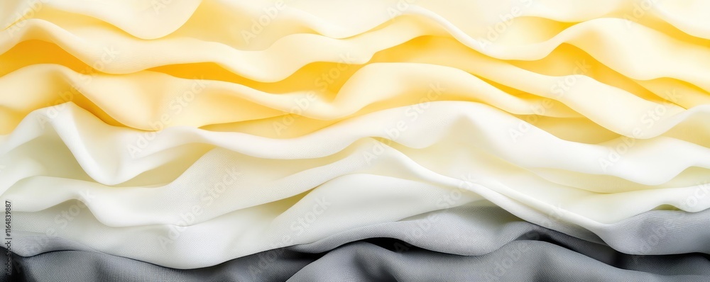 Poster torn abstract background idea. a close-up view of soft, flowing fabric in vibrant yellow and subtle 