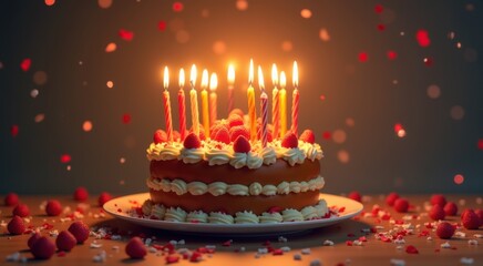 Cake with candles on it on a table