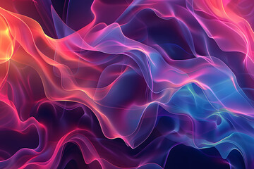 Obraz premium Be captivated by the vivid neon waves in pink, purple, and blue. Suitable for digital art, modern backgrounds, and design projects, this artistic display offers a mesmerizing aesthetic