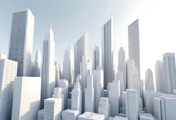 A minimalist rendering of a white city skyline