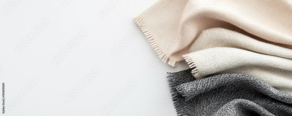 Poster torn abstract background idea. soft textiles stacked in neutral colors, perfect for interior design 