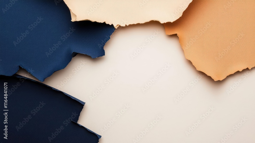 Aufkleber torn abstract background idea. colorful torn paper pieces layered on a neutral background create a s