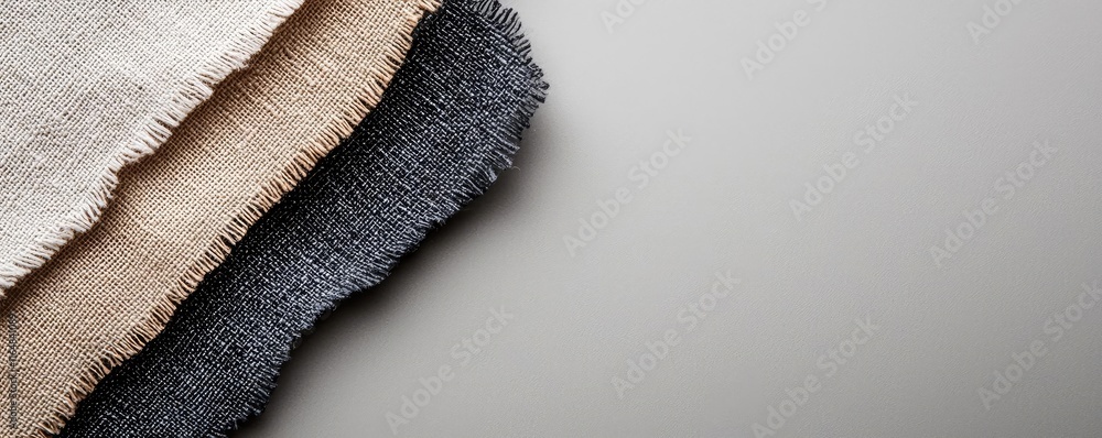 Poster torn abstract background idea. textiles in neutral colors showcasing texture on a minimalist backgro