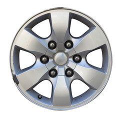 Obraz premium Car tires Alloy wheels isolated on white background dirty