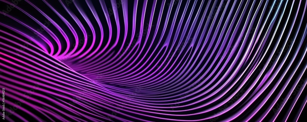 Poster Noise abstract background concept. Abstract wavy lines in vibrant purple and black creating a mesmerizing visual effect.