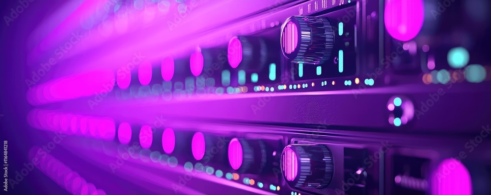 Poster noise abstract background concept. vibrant server equipment with glowing lights in a modern data cen