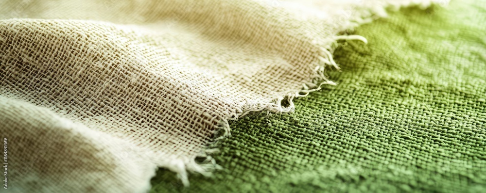 Poster torn abstract background idea. close-up of textured fabric with intricate details and green hues, su
