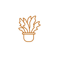 plant illustration, leaf in a pot, indoor plant