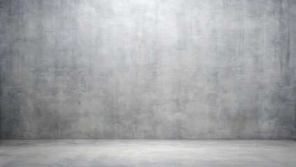Empty room with a grey concrete wall and floor, ideal for product display or design presentations