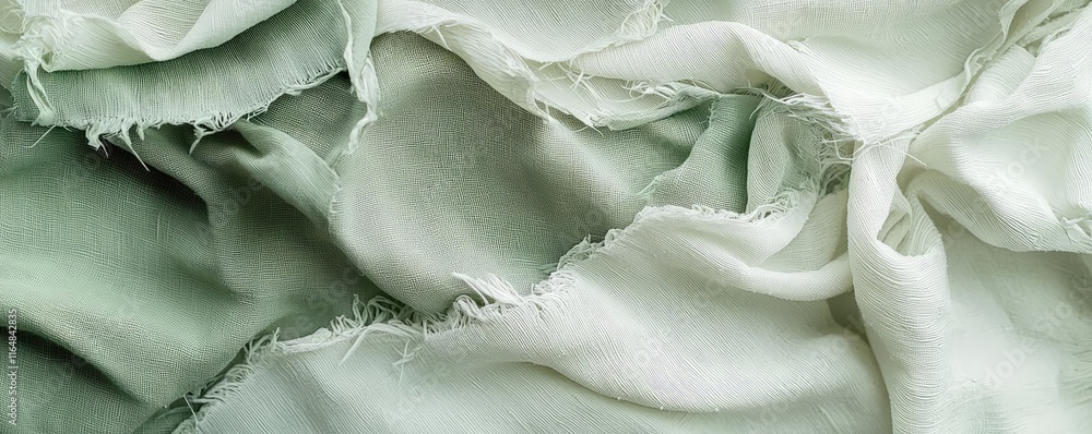 Poster torn abstract background idea. soft and elegant fabric texture showcasing subtle green hues and deli