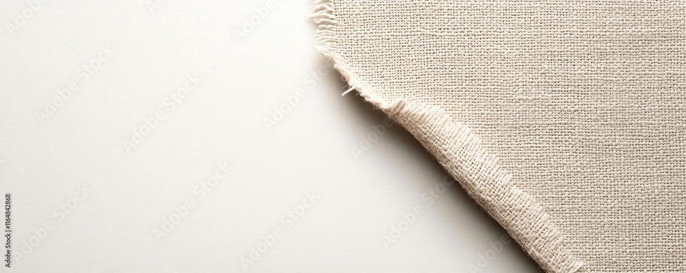 Poster torn abstract background idea. close-up of a textured linen fabric edge on a minimalist background.