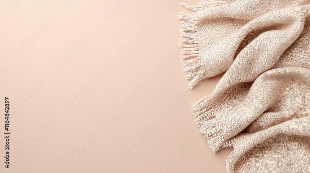 Poster torn abstract background idea. cozy and soft blanket draped elegantly on a neutral background.