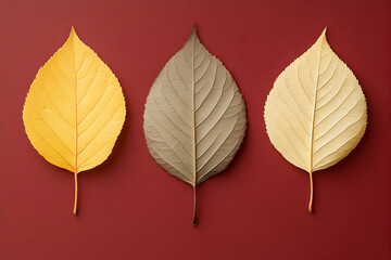 Autumn Leaves Illustration on Red