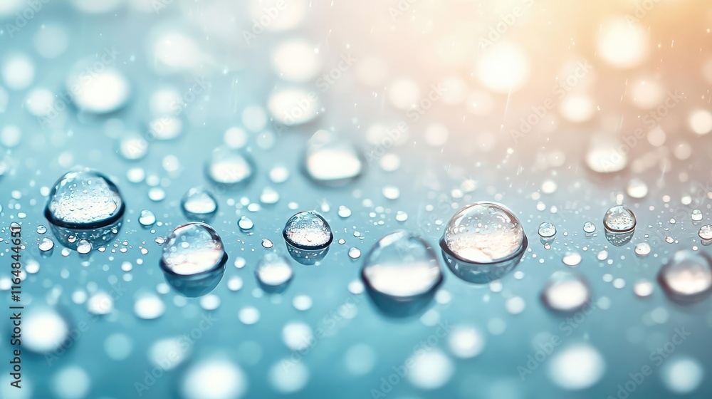 Poster droplets abstract background concept. close-up of water droplets on a surface creating a serene and 