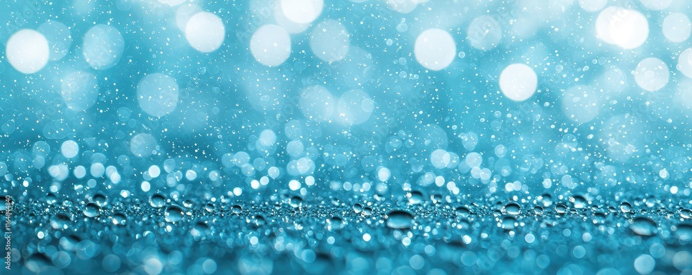 Poster droplets abstract background concept. close-up of sparkling water droplets on a surface reflecting l