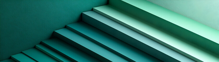 Obraz premium Green Gradient Steps 3D Illustration