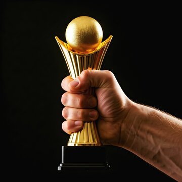 hand holding golden trofi