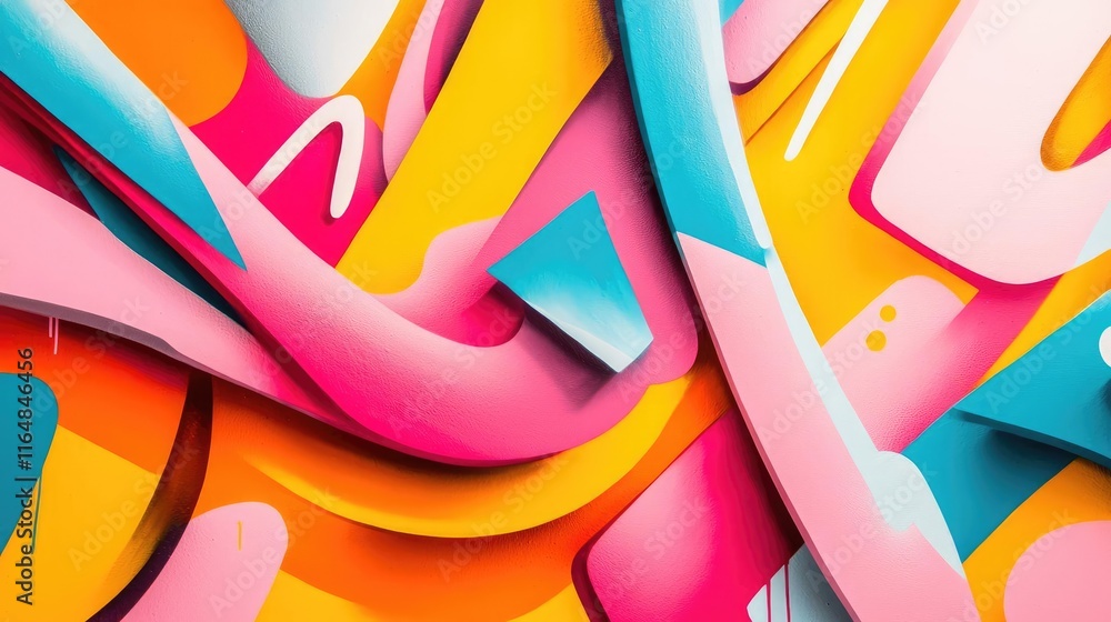Poster graffiti abstract background idea. vibrant abstract shapes with bright colors creating a dynamic vis